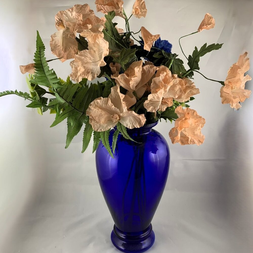 Large Vintage Cobalt Blue Glass Vase – 13” Tall